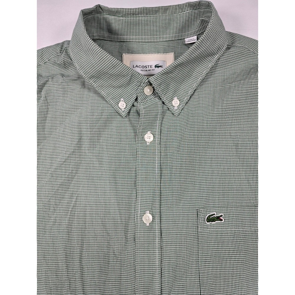 Lacoste Regular Fit Gingham Shirt XL Preppy Old Money Men's